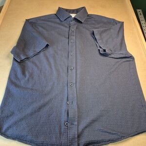 johnnie-O Men's Short Sleeve Button-Down Shirt in Navy Blue